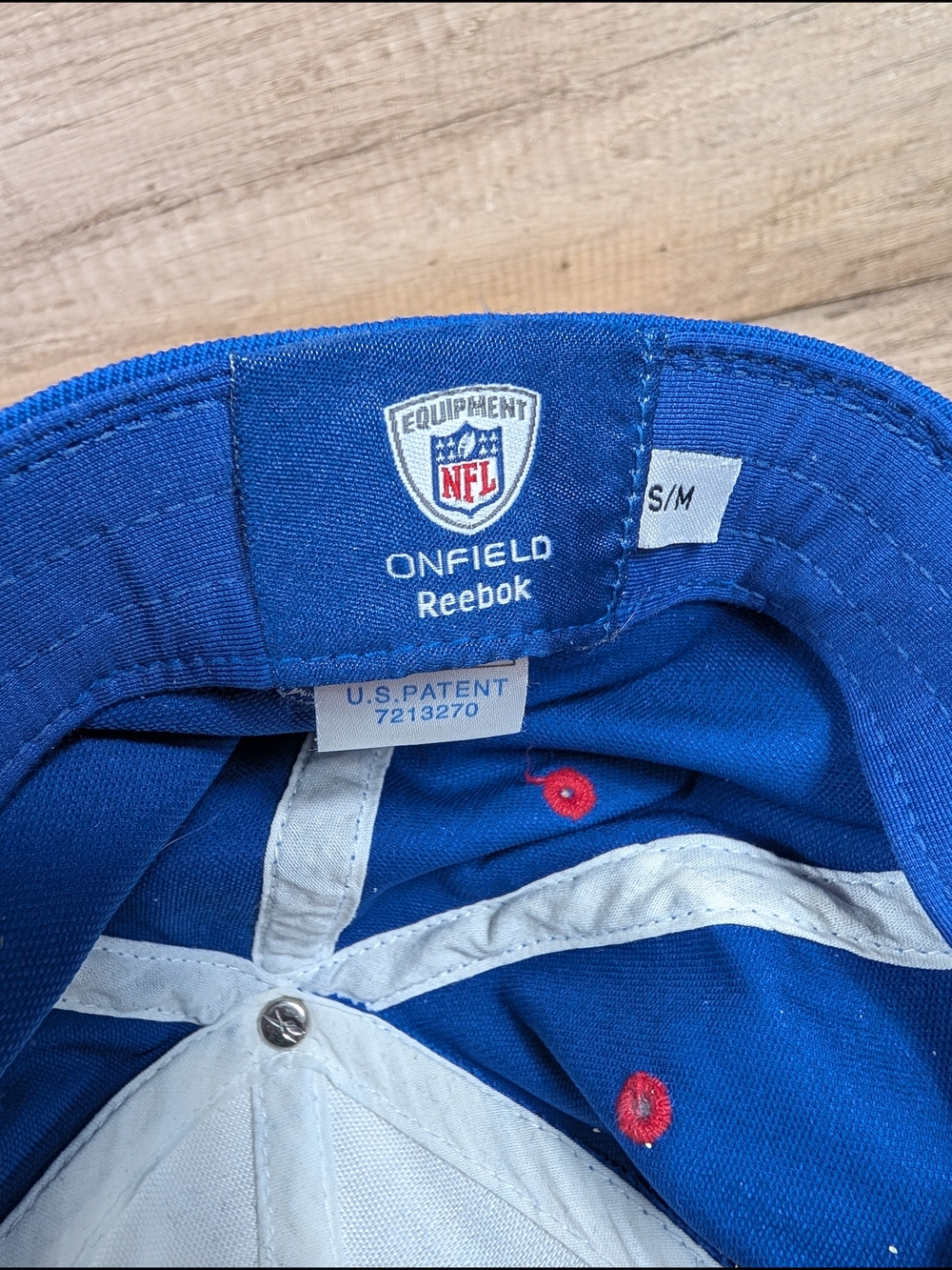 New York Giants Hat Cap Fitted S/M Red White Blue Reebok On Field NFL Football - Picture 8 of 9